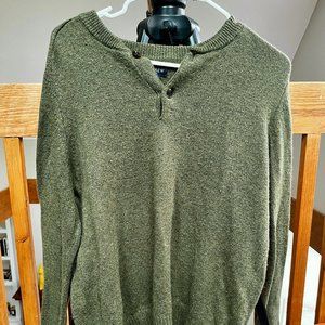 J. Crew Men’s Lambswool Blend Green Henley Sweater